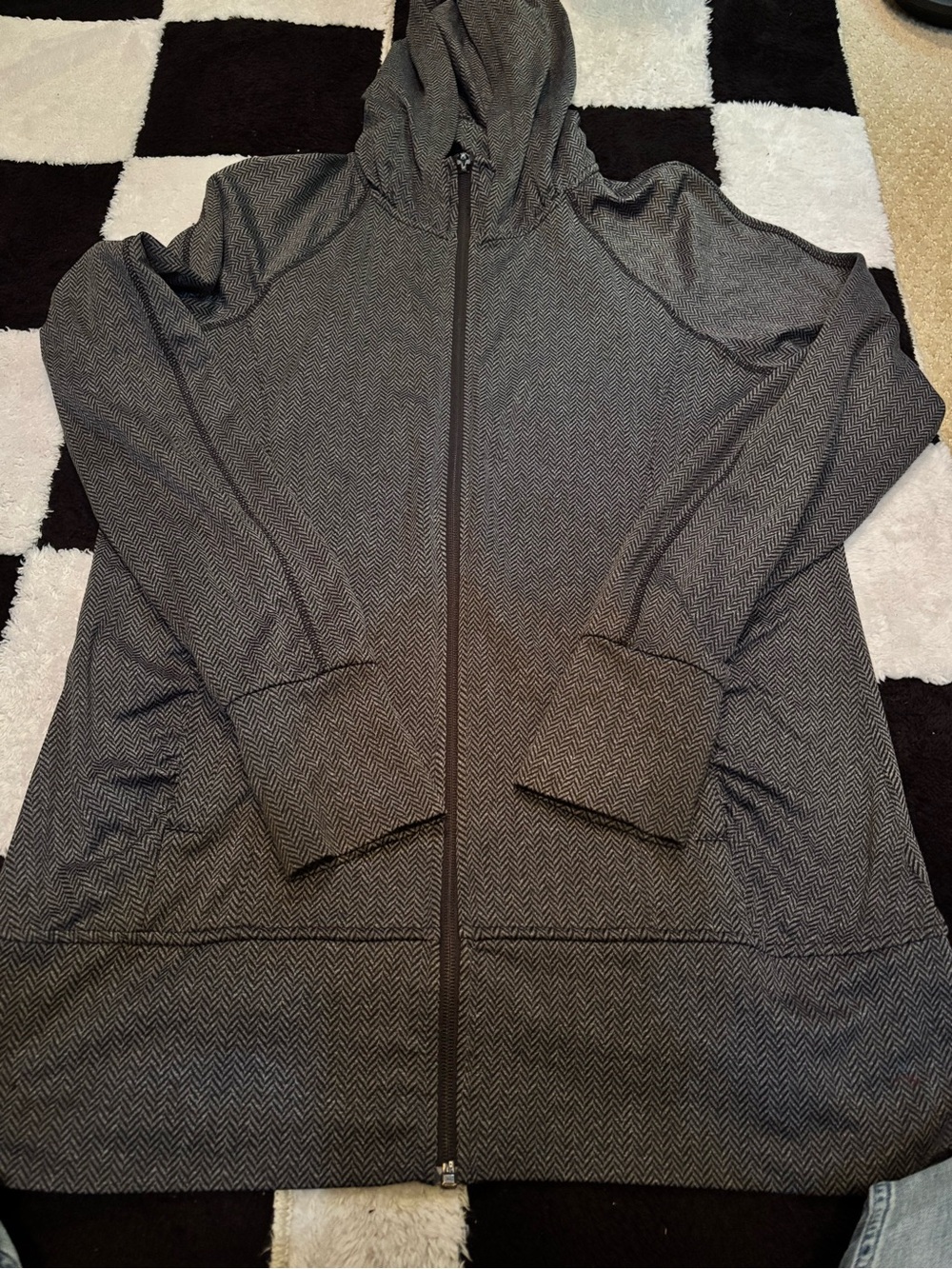 Mondetta Herringbone Zip Hoodie - Charcoal Black